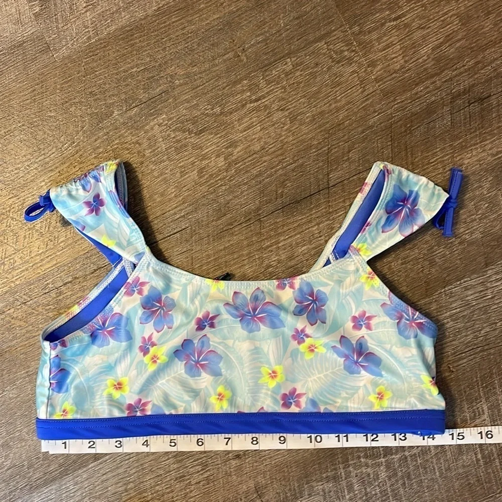 Hurley Cap Sleeve Wide Cinch Strap Floral Bikini Top size XL (13-15 years)